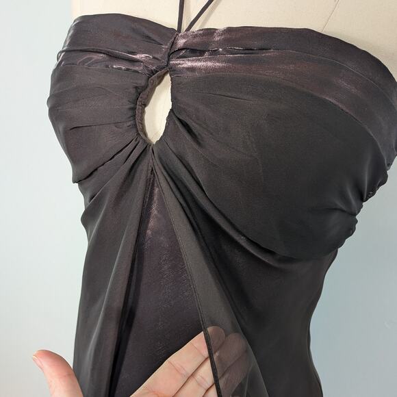 Vintage Betsy Adam Prom Dress Maxi Gown M Brown Y2K 90S Fairy Grunge Empire - Picture 3 of 14